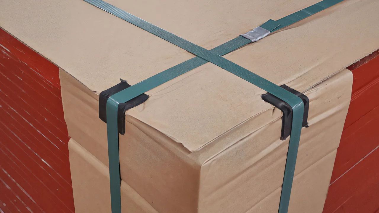 Glossy film faced plywood packing corner detail